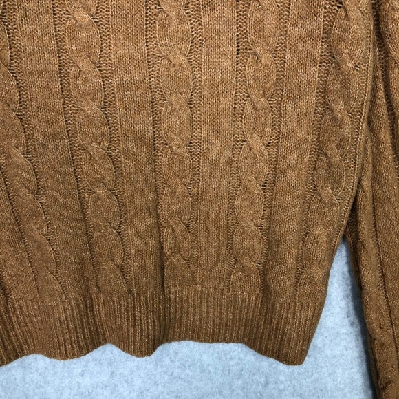 Hippie Rose Sweater XS Rust Cable Twist Open Back Academia Tennis Prep Heritage - Picture 5 of 13